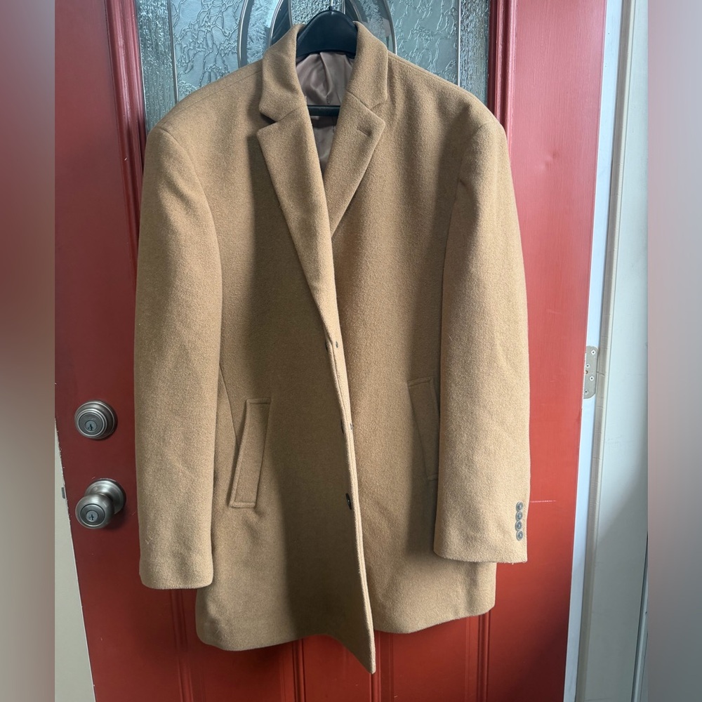 Calvin Klein Camel Wool-Blend Pea Coat